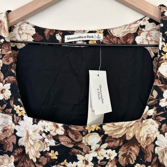ABERCROMBIE & FITCH Brown and Cream Floral Mini Dress - Picture 3 of 9